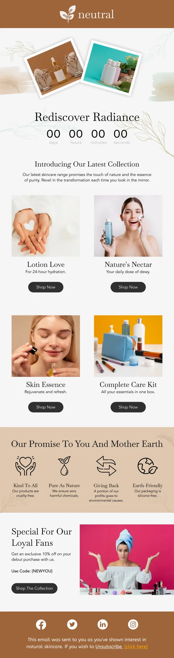 Latest Lotions and Skincare Beauty HTML Email Template