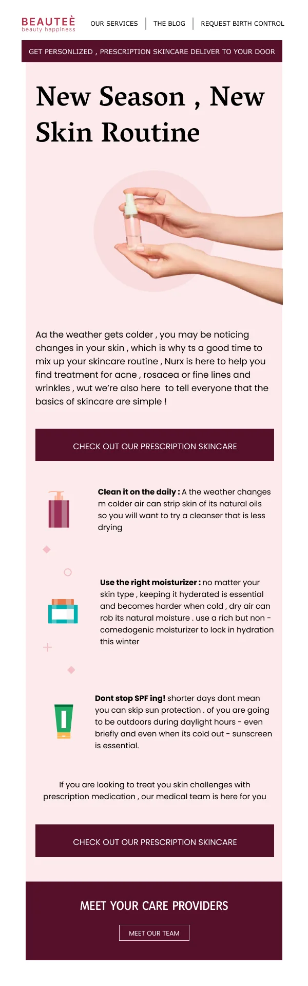 New Seasonal Skincare Routine HTML Email Template
