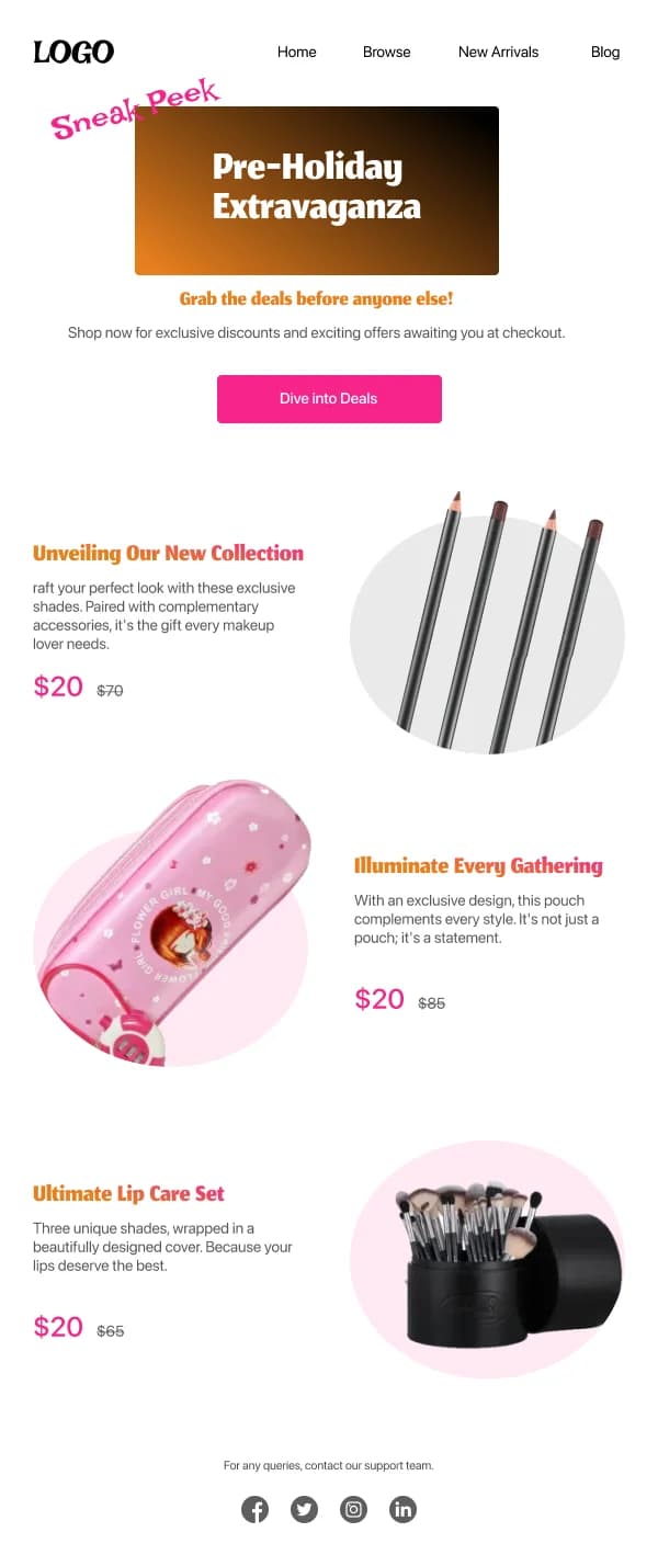 Offers for Makeup Lovers Beauty HTML Email Template