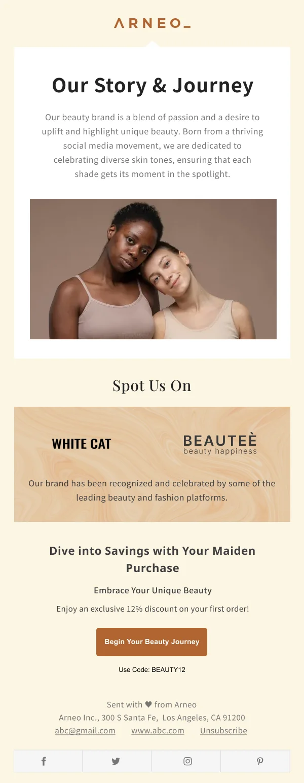 Beauty Brand Story HTML Email Template