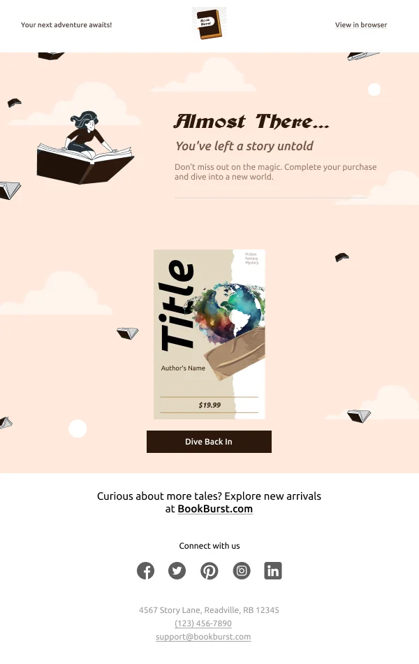 BookBurst Abandoned Cart Reminder HTML Email Template