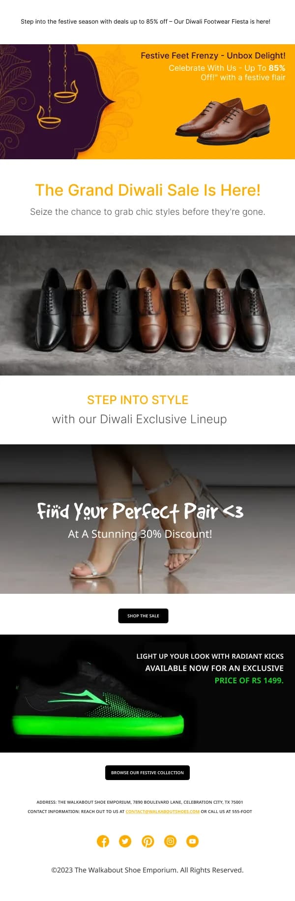 Diwali Exclusive Footwear Sale Ecommerce HTML Email Template
