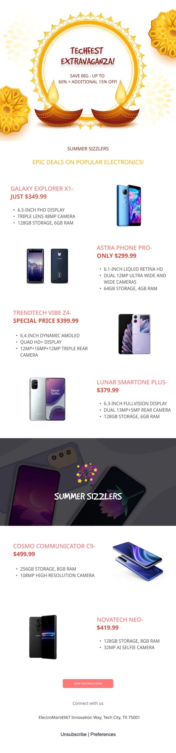 Epic Deals on Electronics Ecommerce HTML Email Template