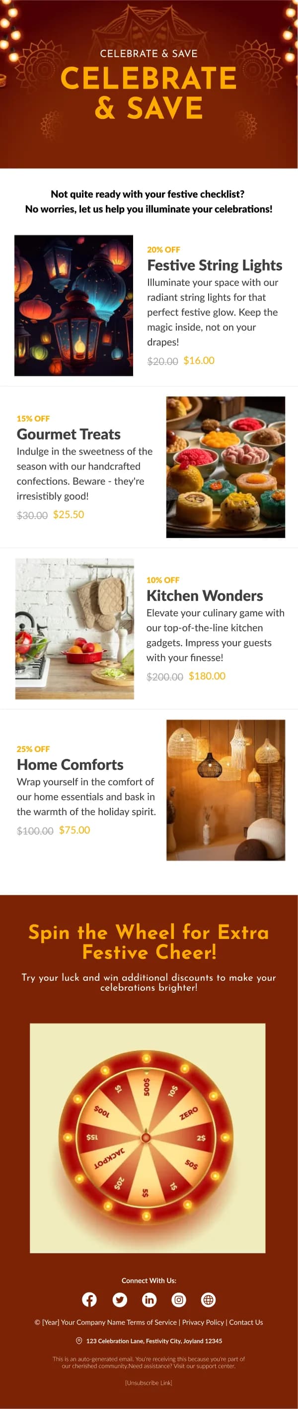 Festive Checklist Sale Ecommerce HTML Email Template