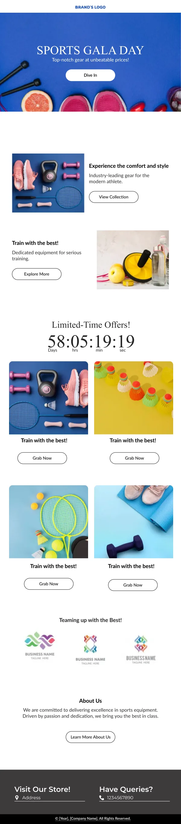 Sports Equipment Sale Ecommerce HTML Email Template