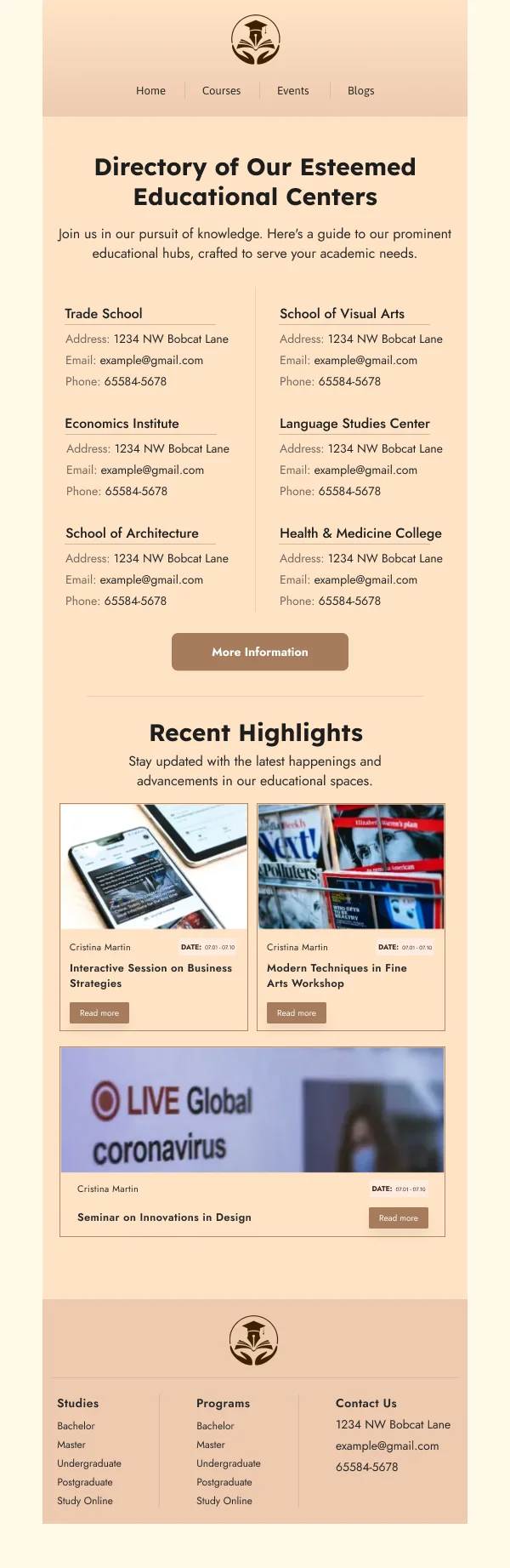 Directory Of Learning Centers HTML Email Template