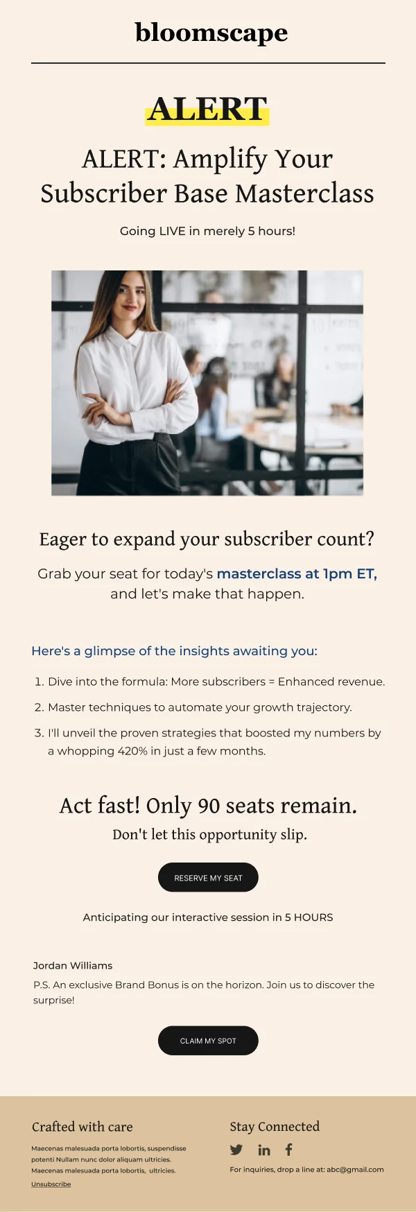 Growth Masterclass Education HTML Email Template