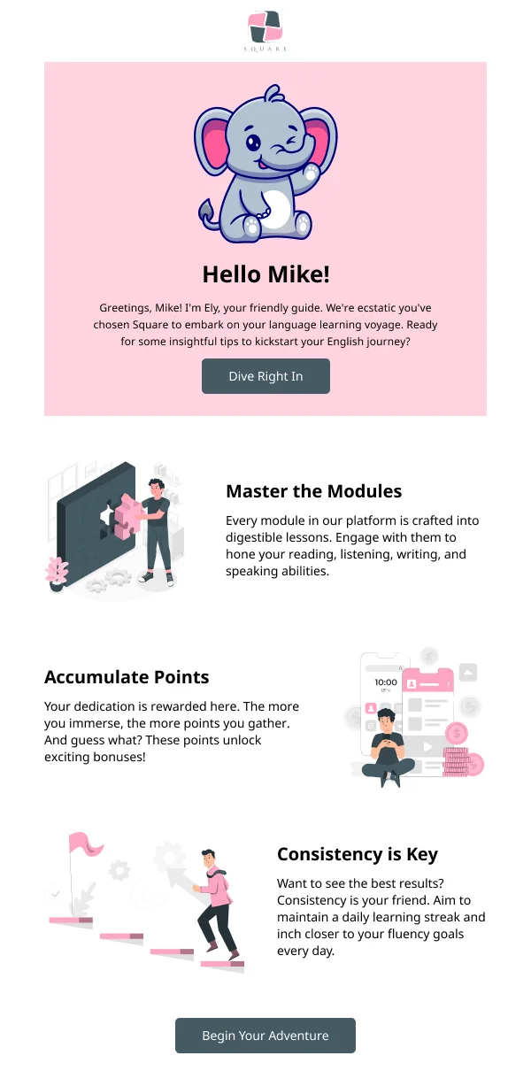 Language Learning Welcome HTML Email Template