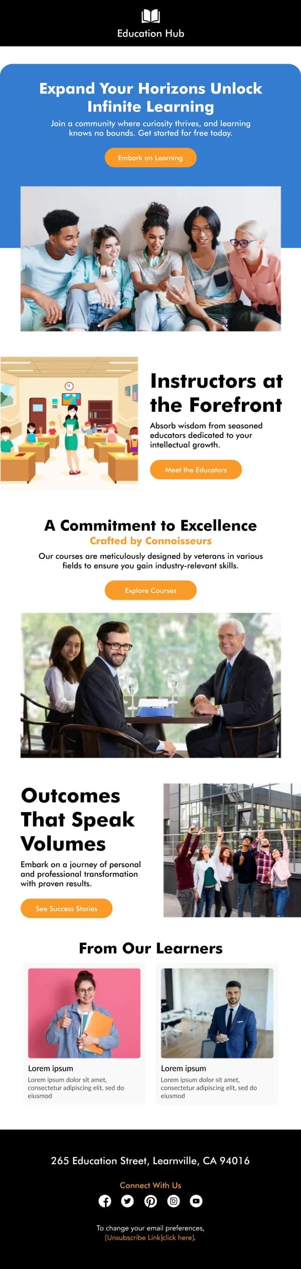 Education Hub Course and Educator Introduction HTML Email Template