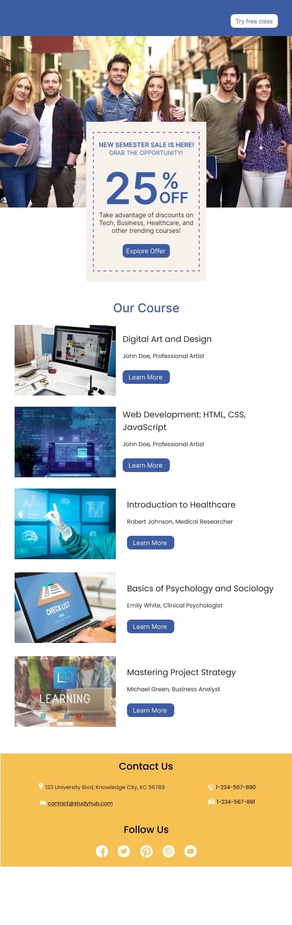 New Semester Sale Education HTML Email Template