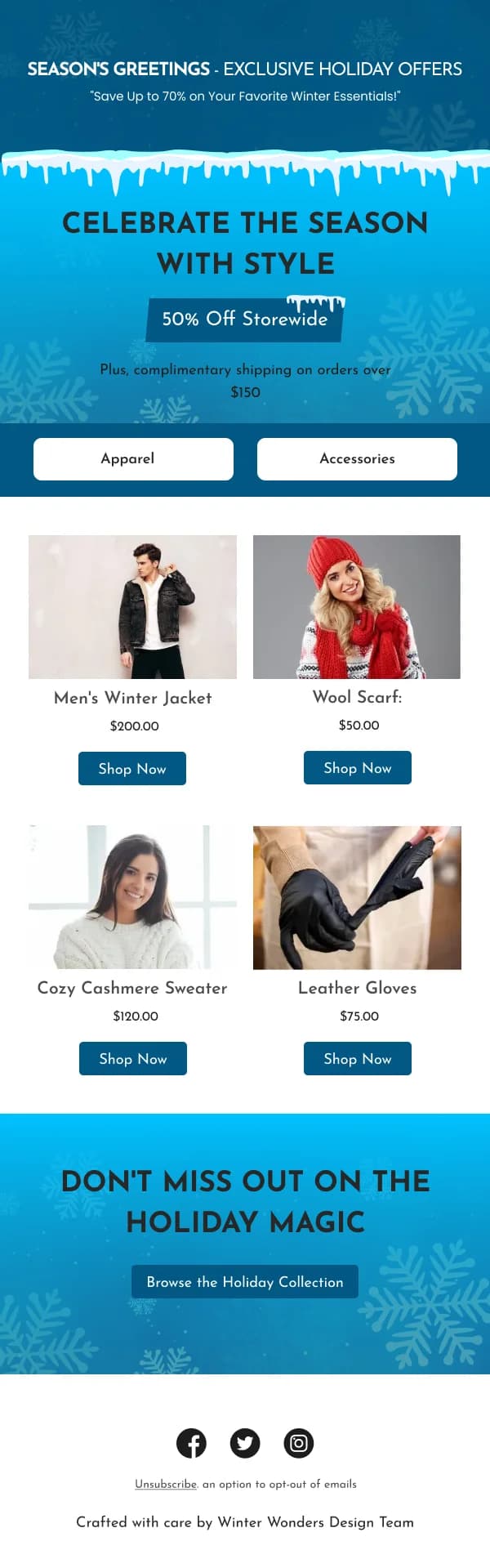 Discount for Winters Fashion HTML Email Template