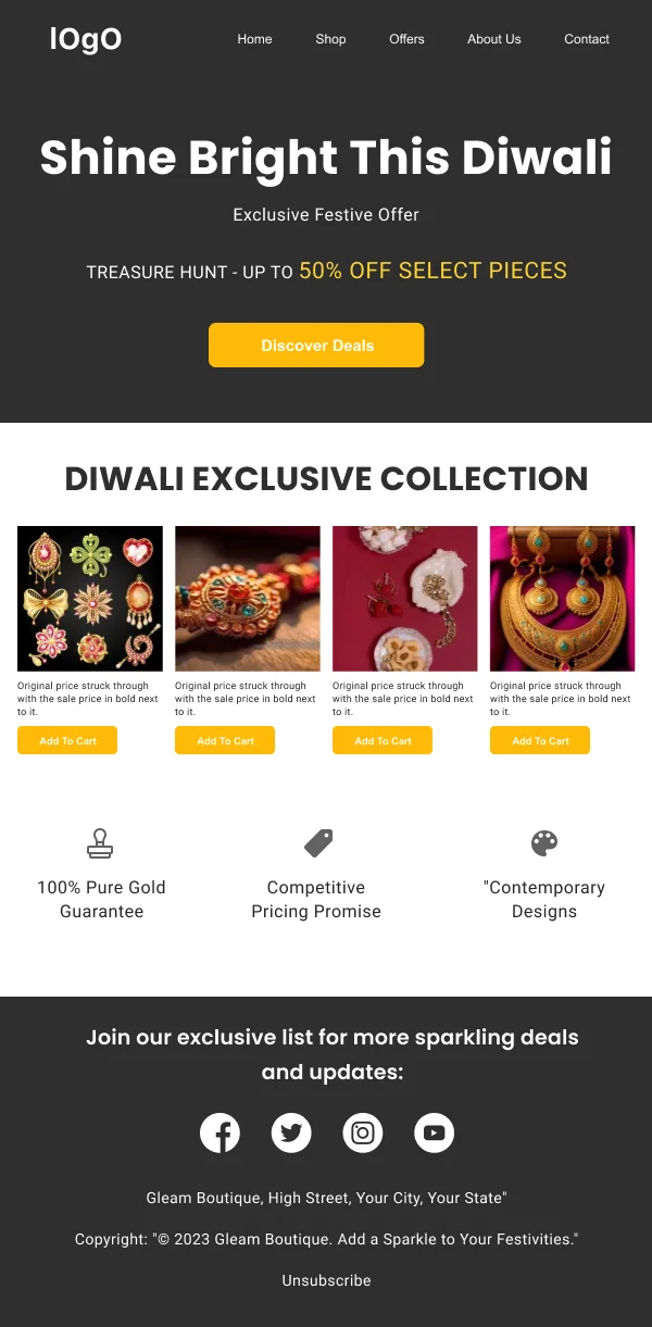 Diwali Exclusive Collection Fashion HTML Email Template