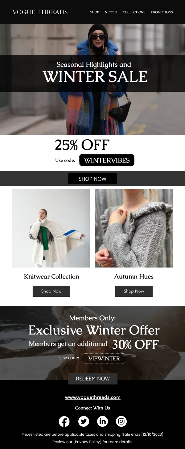 Highlights and Winter Sale Fashion HTML Email Template