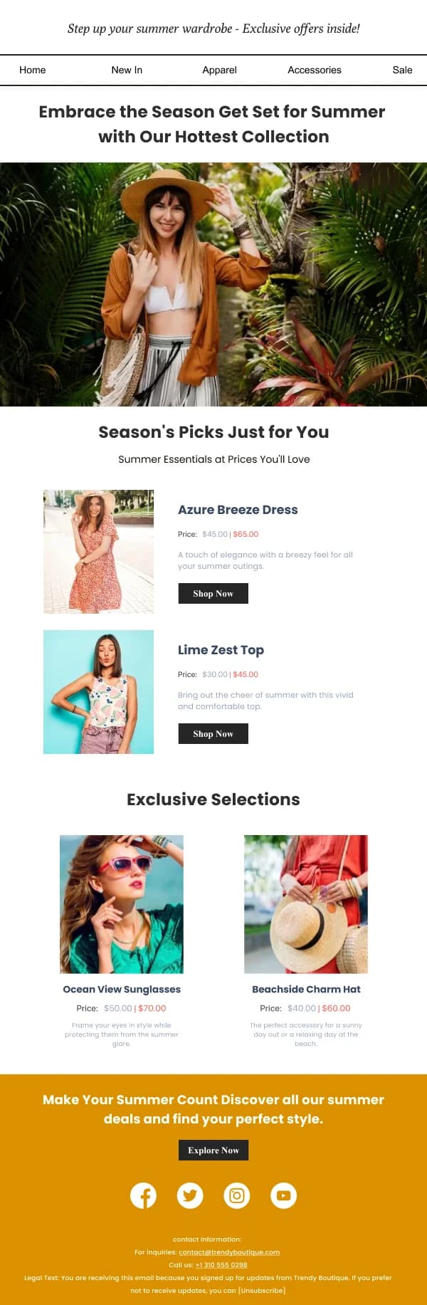 Hottest Summer Collection Fashion HTML Email Template
