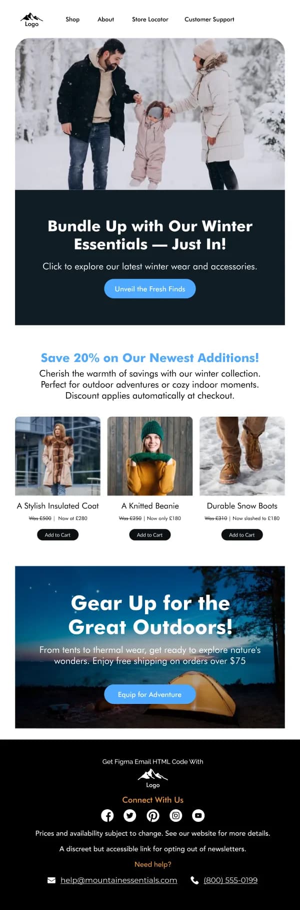 Newest Winter Essentials Fashion HTML Email Template