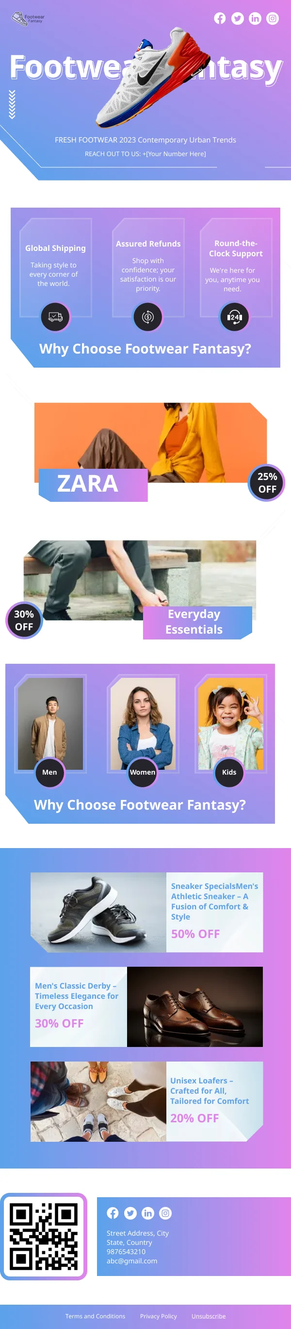 Footwear Fantasy 25% Off HTML Email Template