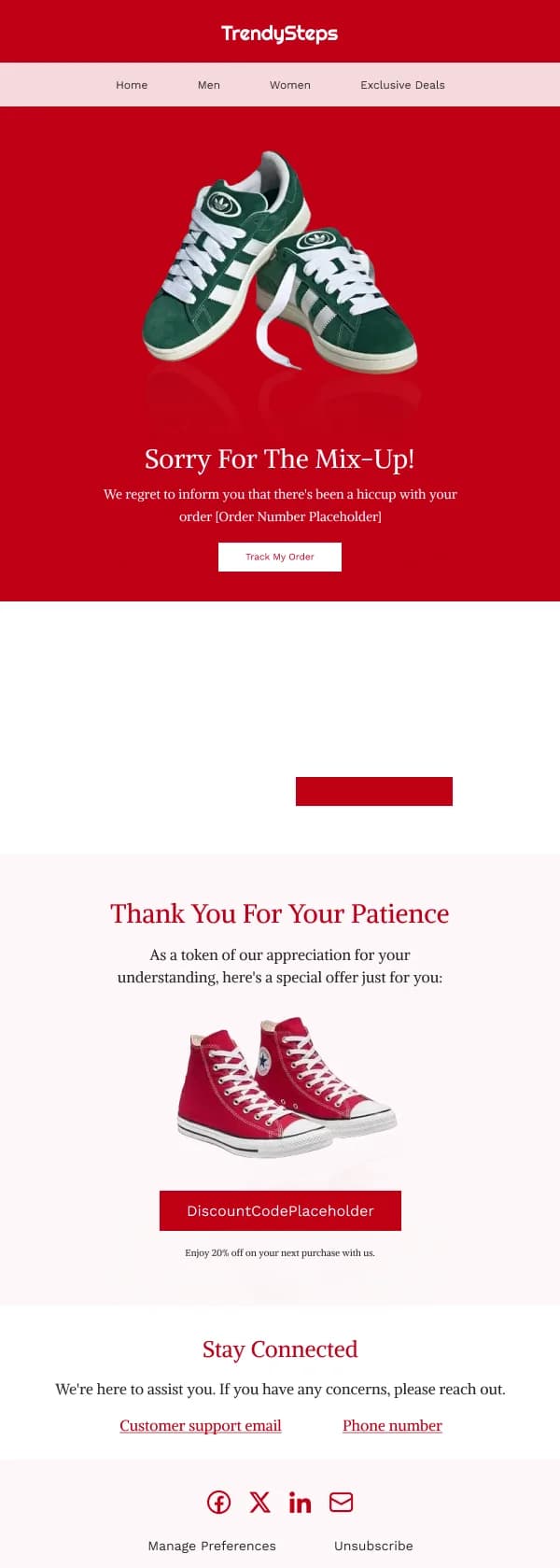 Order Delivery Problem Fashion HTML Email Template