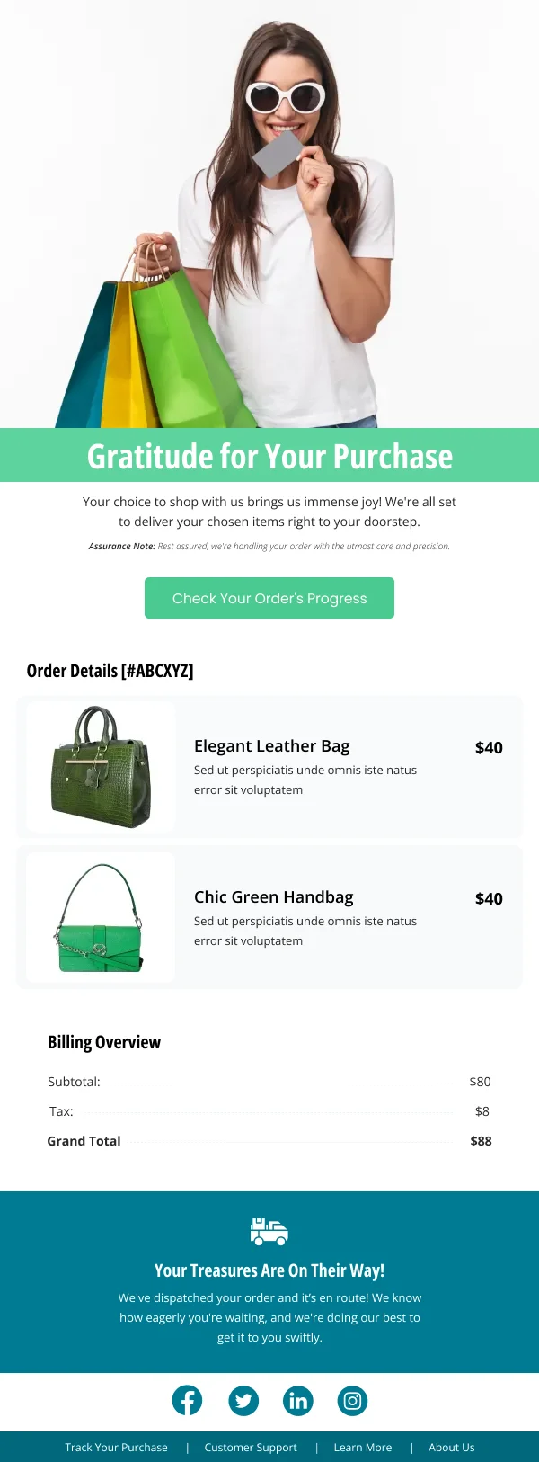Shop and Smile Fashion Purchase HTML Email Template