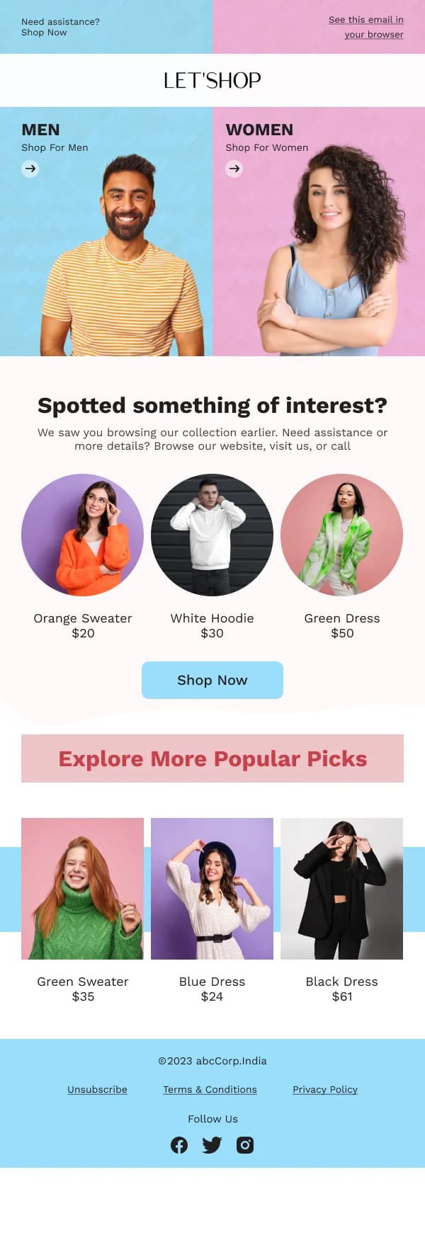 Fashion Shopper Retargeting HTML Email Template