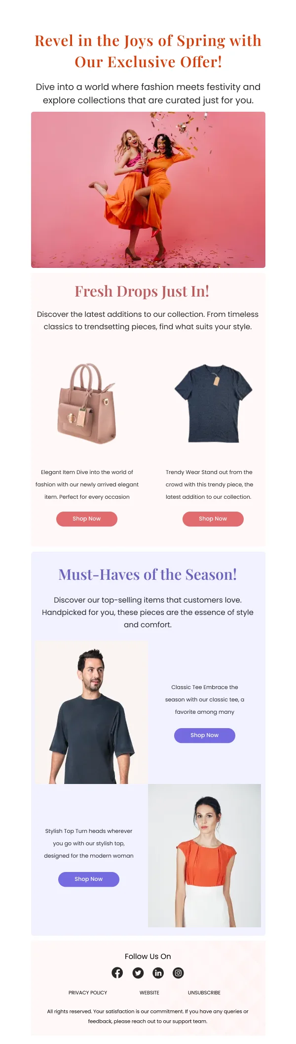 Spring Exclusive Fashion Offers HTML Email Template