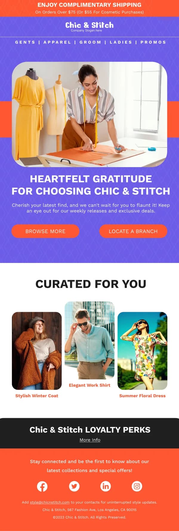 Chic & Stitch Fashion Seasonal Offers HTML Email Template
