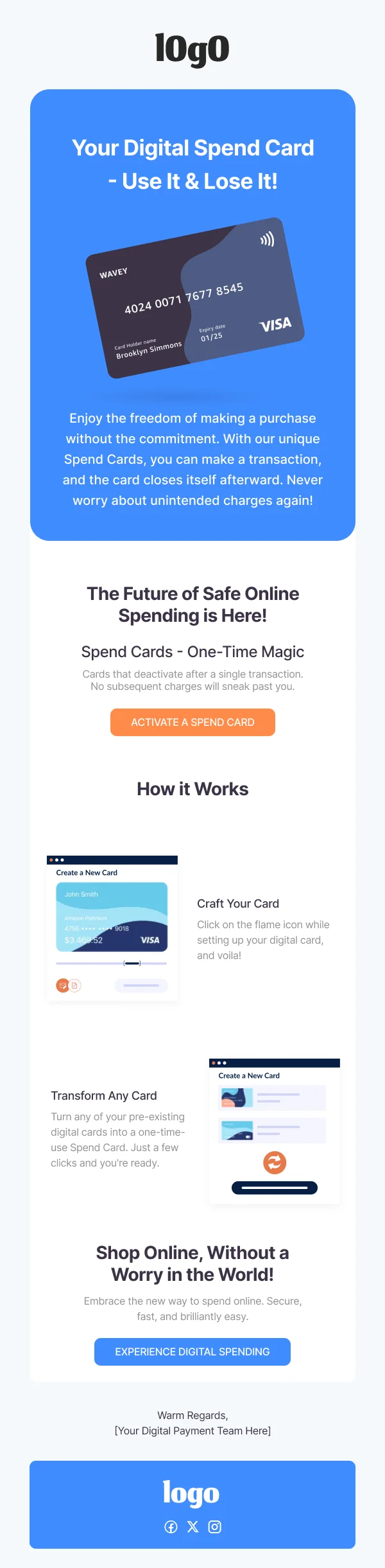 Secure Digital Spend Card HTML Email Template