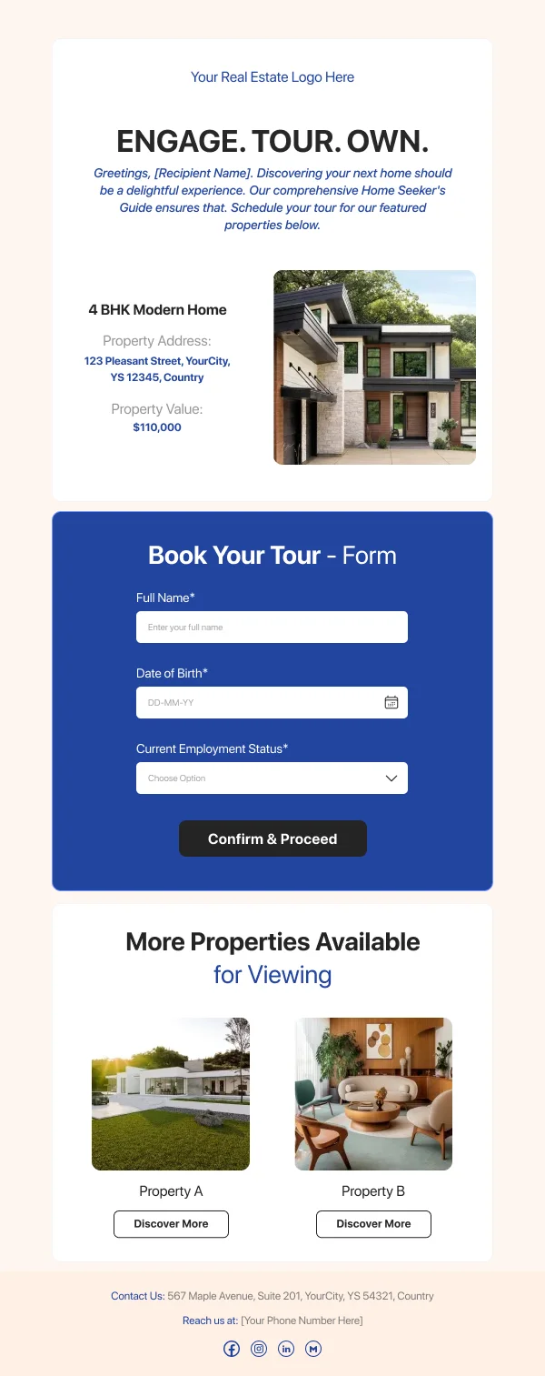 Real Estate Book Tour HTML Email Template