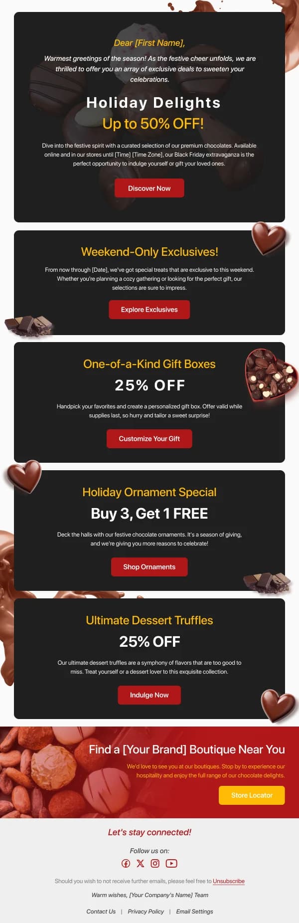 Holiday Chocolate Sale Offer HTML Email Template