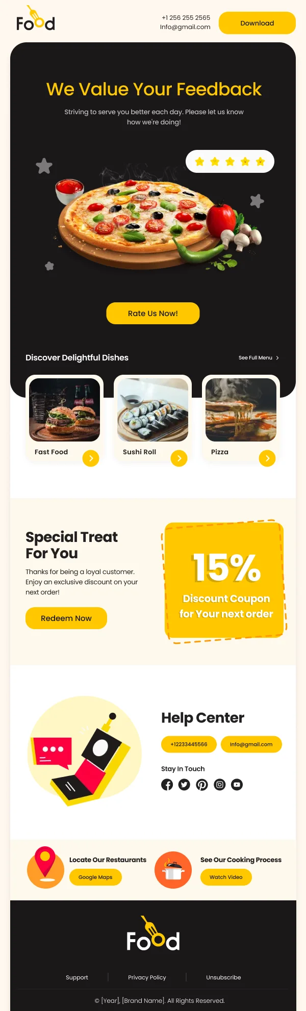 Restaurant Review and Discount HTML Email Template