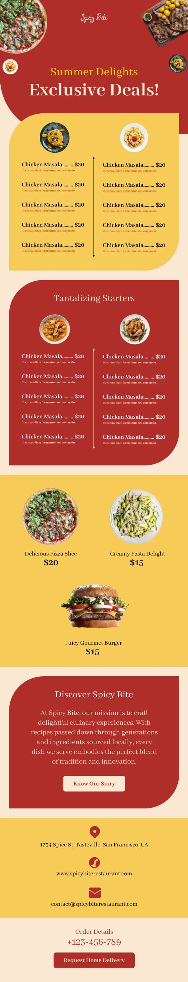 Summer Delight Deals Restaurant HTML Email Template