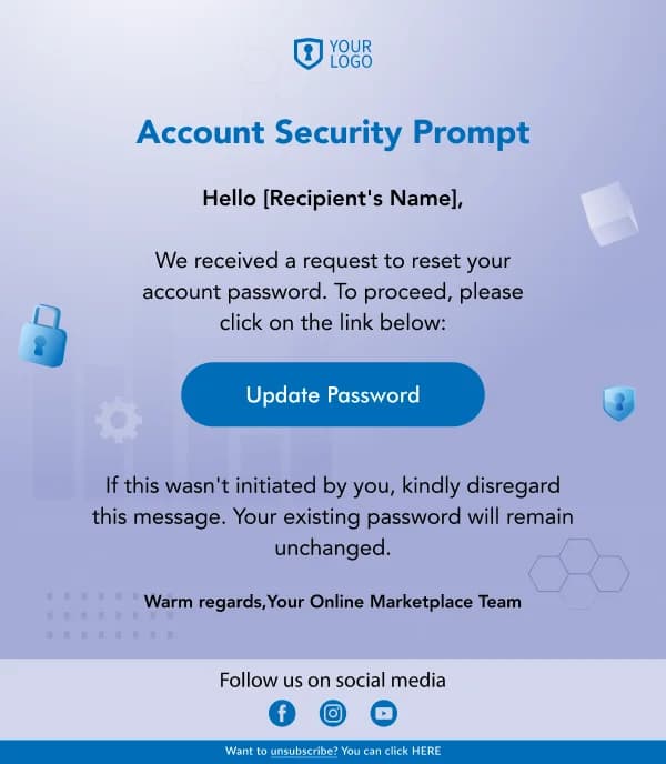 Account Security Prompt SaaS HTML Email Template