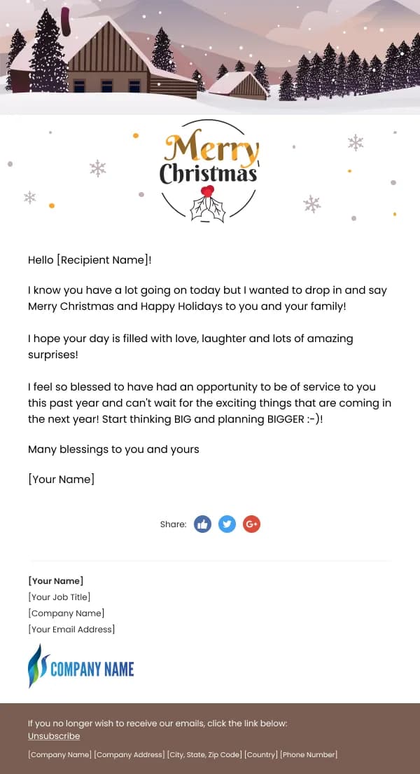 Christmas Greetings to Customers SaaS HTML Email Template