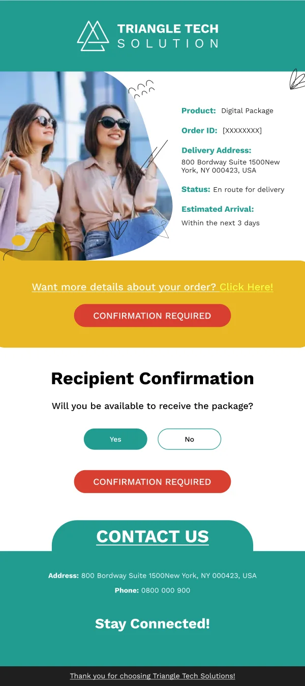 Digital Package Delivery Confirmation HTML Email Template