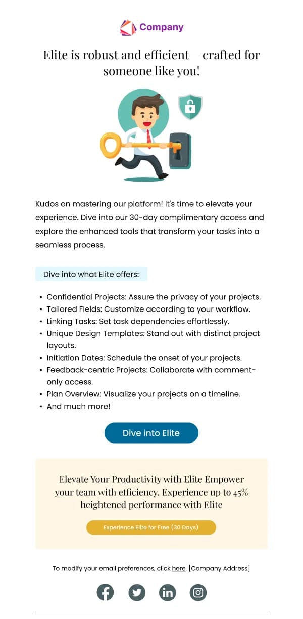 Project Management Excellence SaaS Welcome HTML Email Template