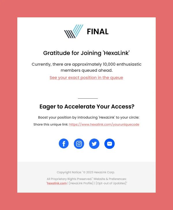 HexaLink Community Welcome HTML Email Template