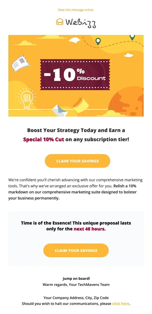 Webizz 10% Off SaaS HTML Email Template