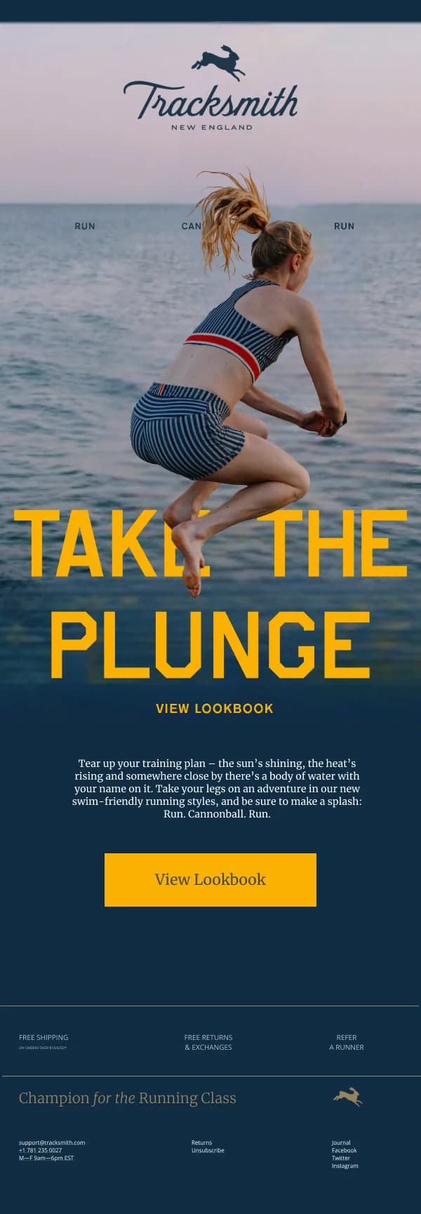 Tracksmith Take the Plunge HTML Email Template