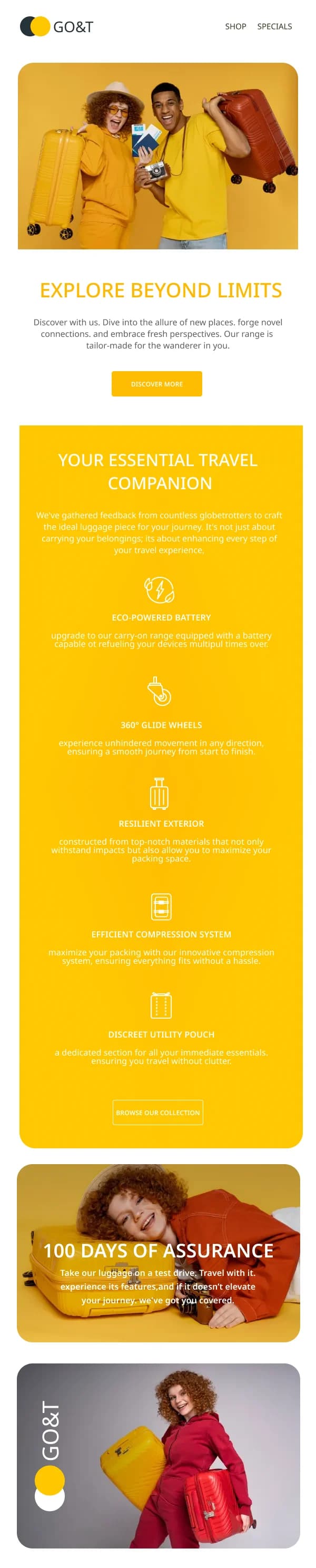 GO&T Luggage Travel Companion HTML Email Template