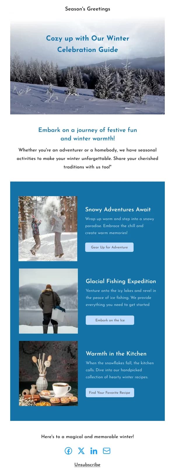 Winter Celebration Guide Travel HTML Email Template