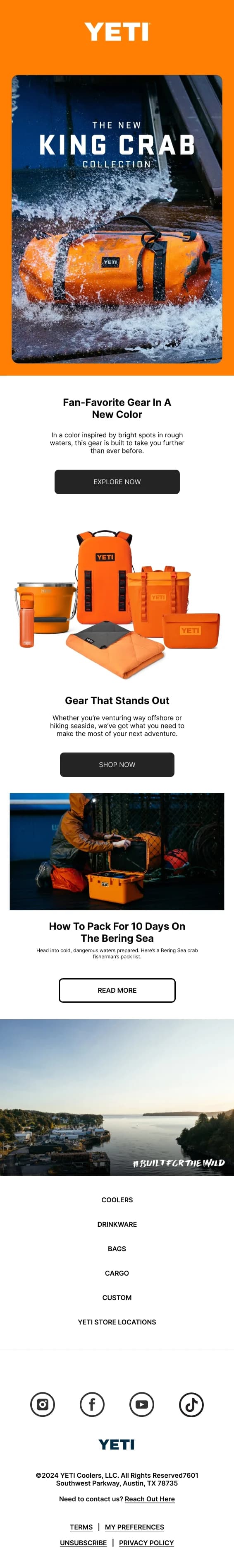 YETI King Crab Collection HTML Email Template for Product Launch