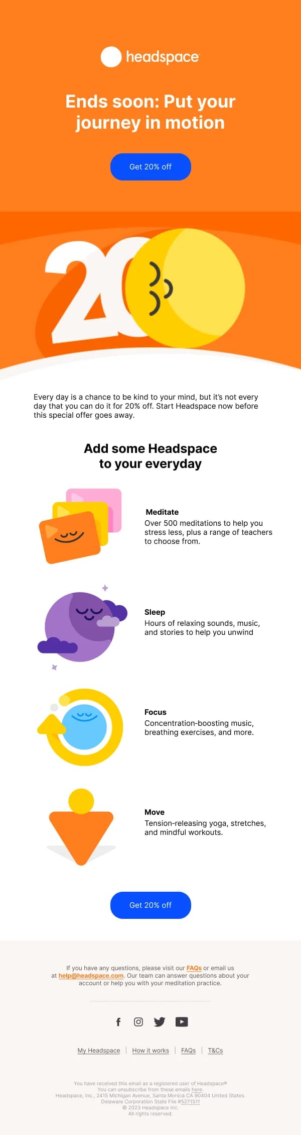 20% Off Headspace Journey — Discounts & Coupons email design preview