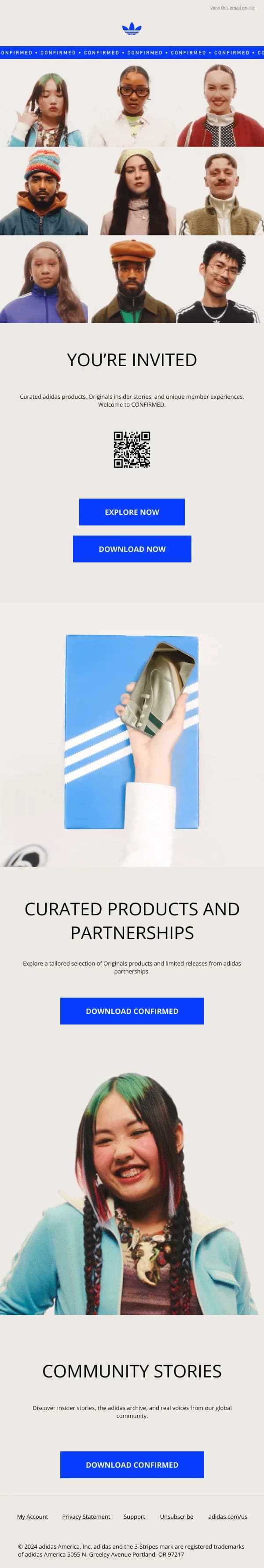 Adidas CONFIRMED Invitation — Events & Invitations email design preview