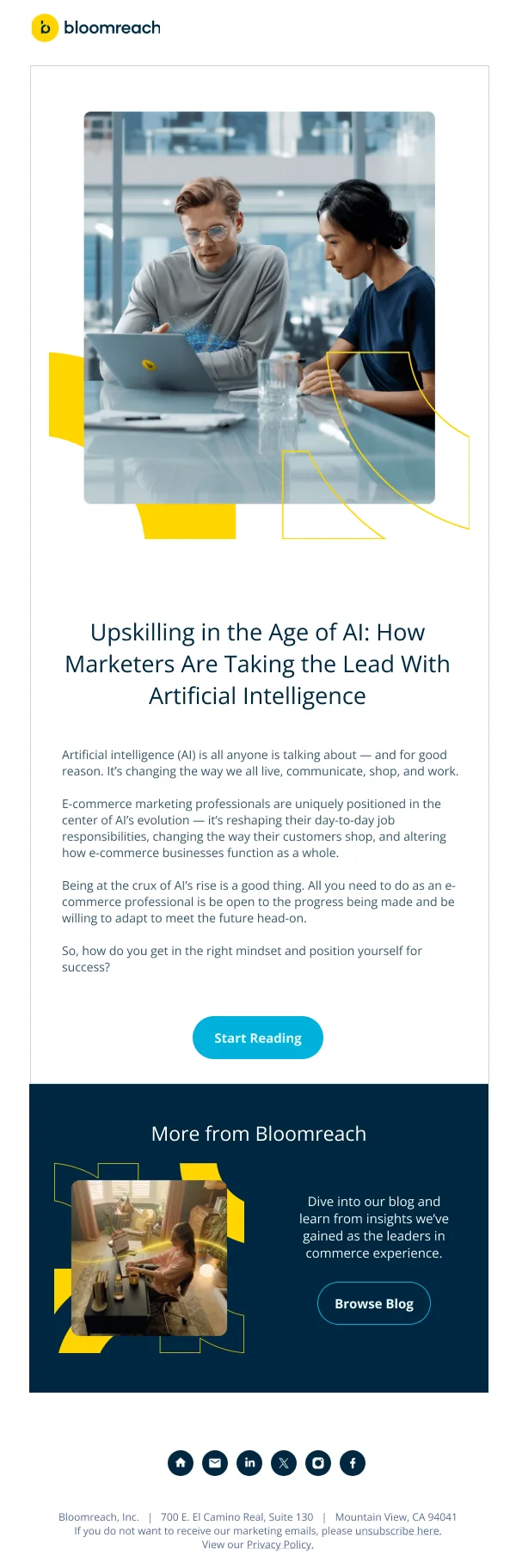 AI Upskilling for Marketers — Product Promotions & Updates email design preview