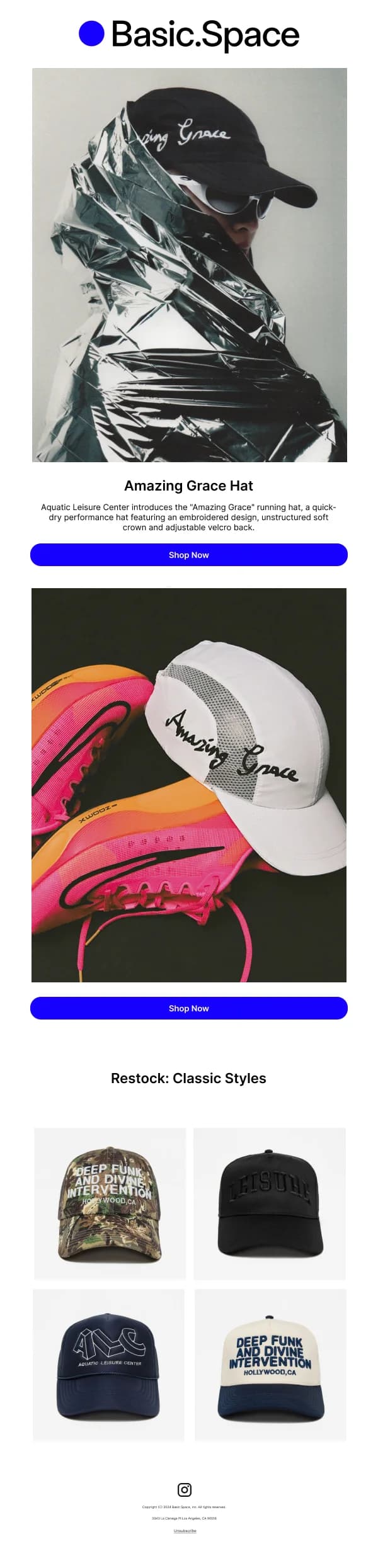 Amazing Grace Hat — Product Launch email design preview