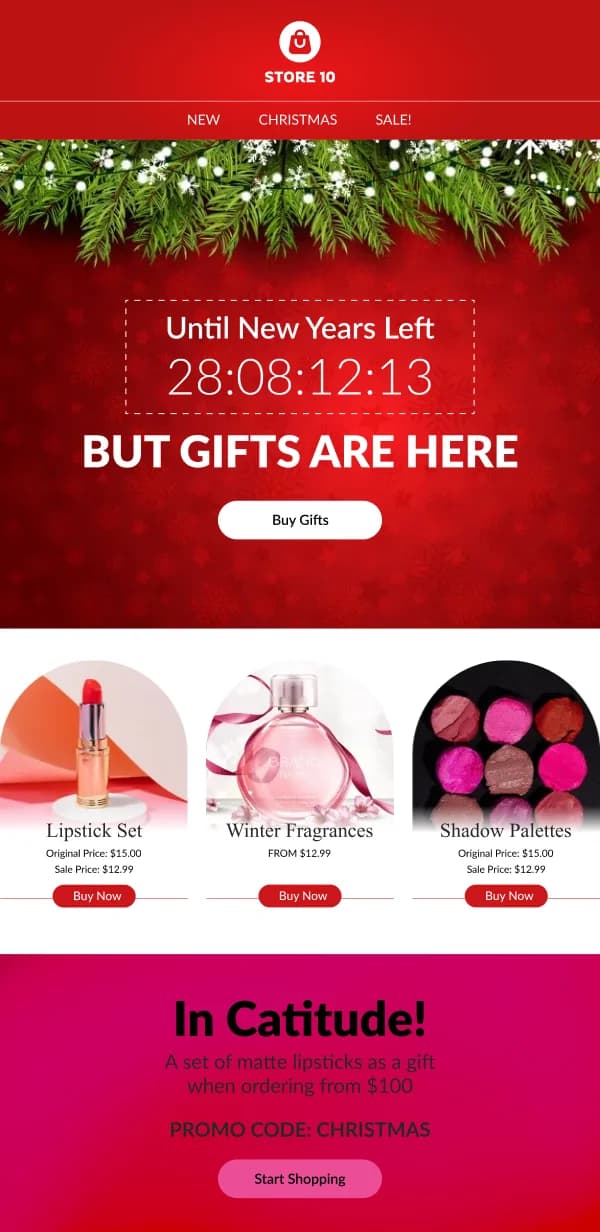 Beauty-Christmas Makeup Sale — Christmas email design preview