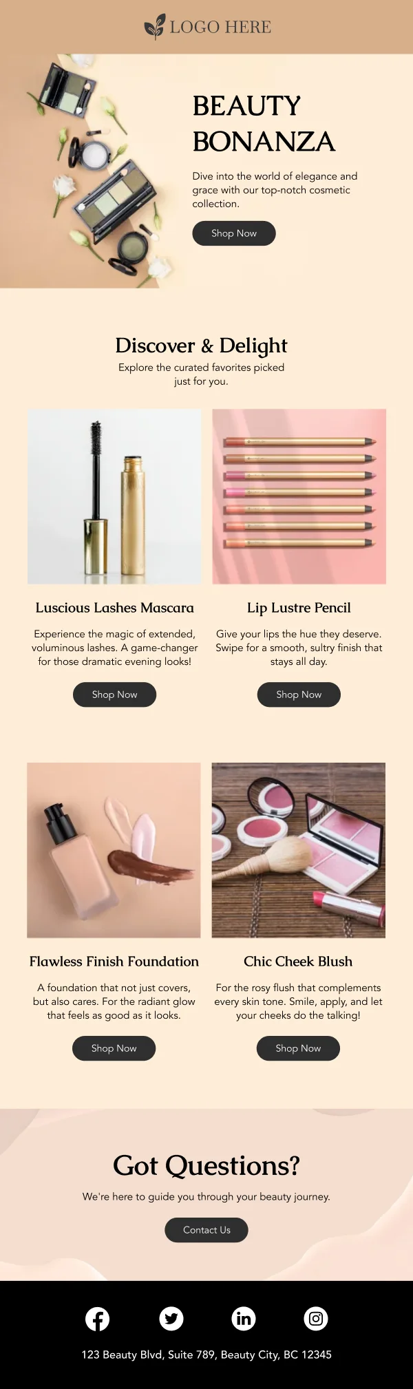 Beauty Cosmetic Collection Discount — Discounts & Coupons email design preview