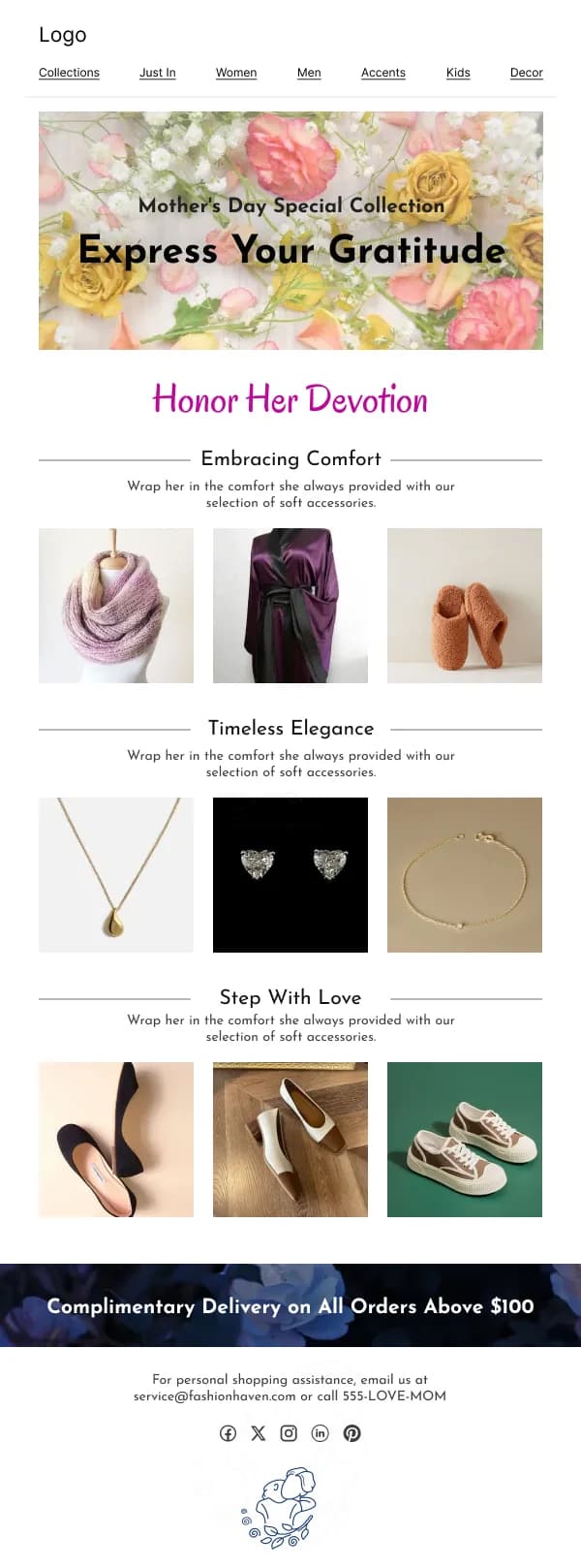 Beauty-Express Your Gratitude — Mothers Day email design preview