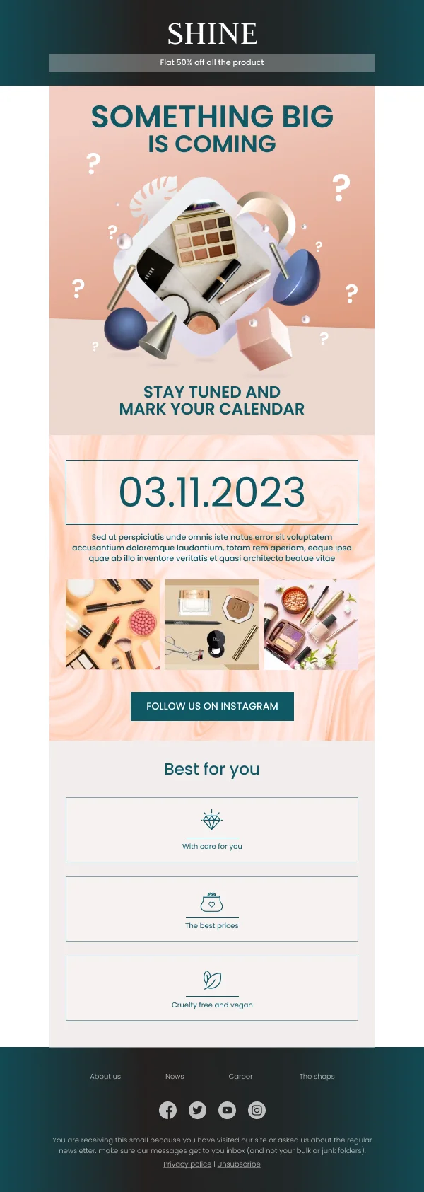 Beauty-New Product Series Soon — Product Launch email design preview