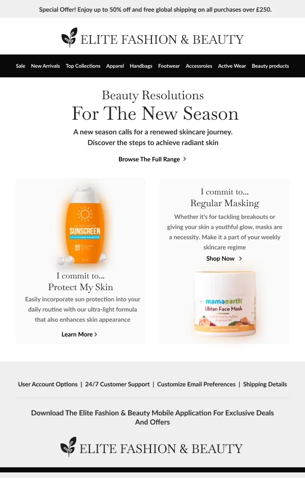 Beauty-New Year Beauty Resolutions — New Year email design preview