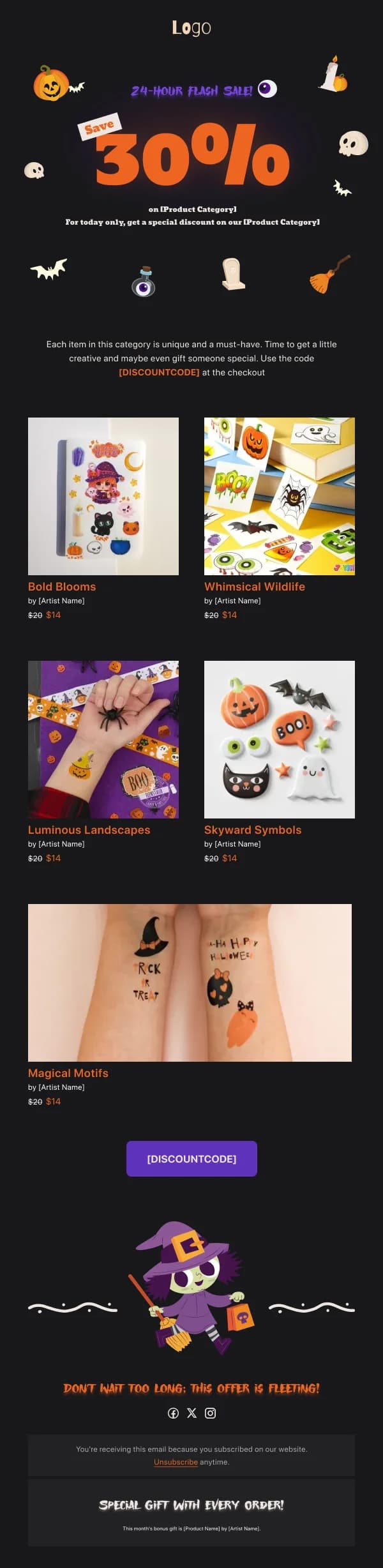 Beauty-Offers On Stickers — Halloween email design preview